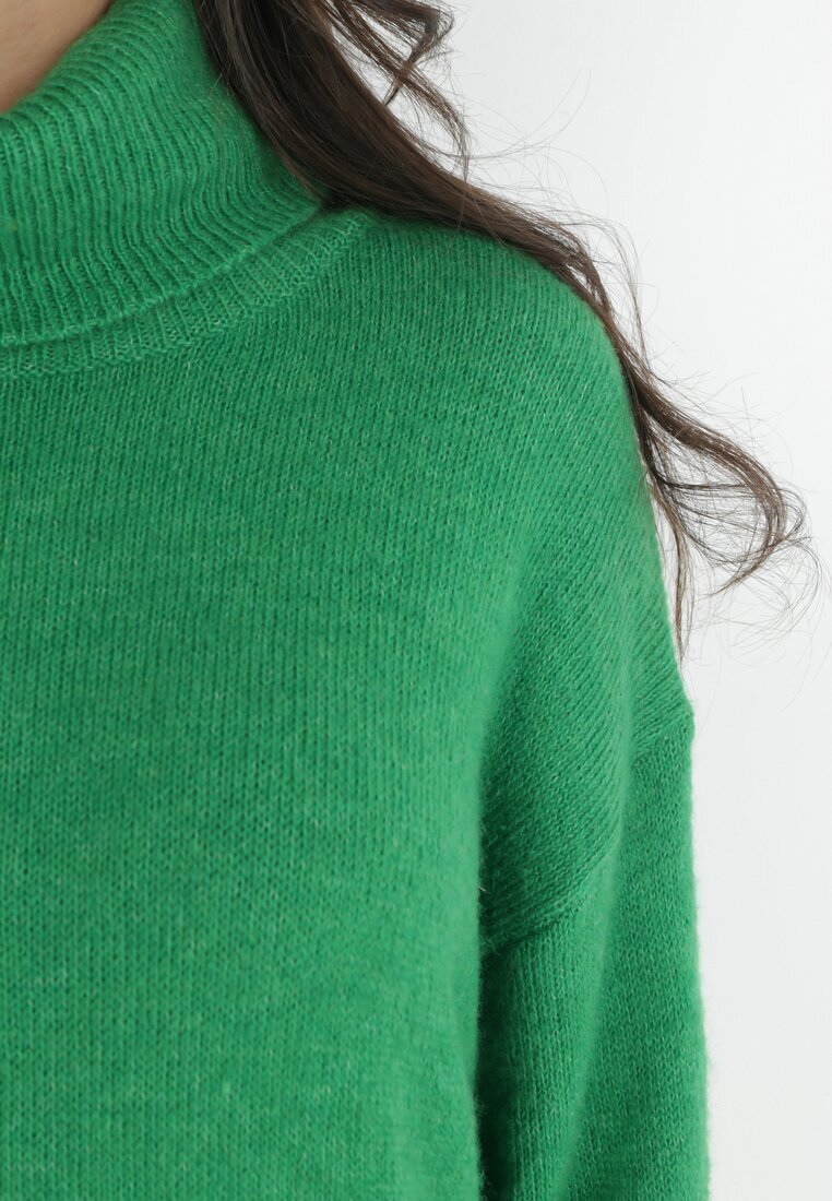 by swan Rochie Verde din Lână Oversize cu guler înalt Heire