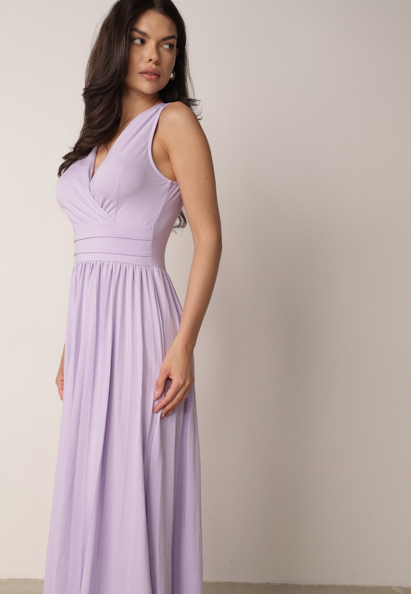 by swan Rochie Violet Midi Fără Mâneci Cu Tiv Plisat Dreana