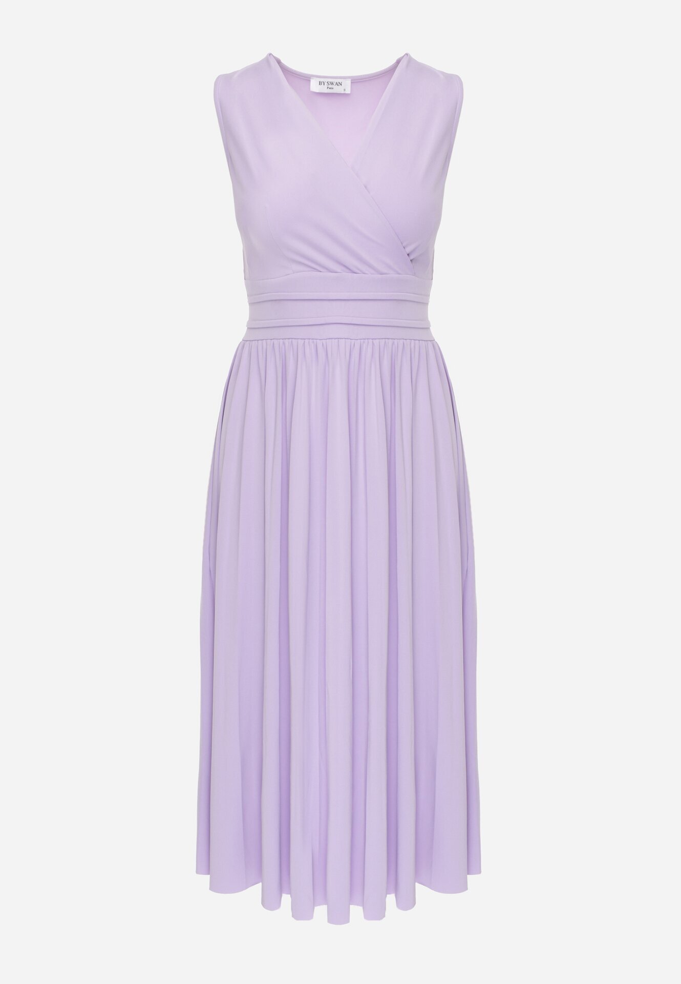 by swan Rochie Violet Midi Fără Mâneci Cu Tiv Plisat Dreana