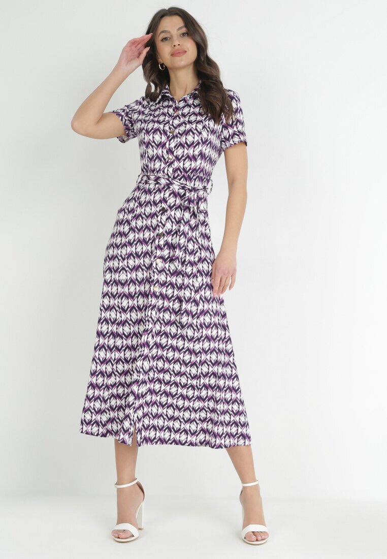 by swan Rochie Violet tip cămașă Maxi cu o curea din material Rainora