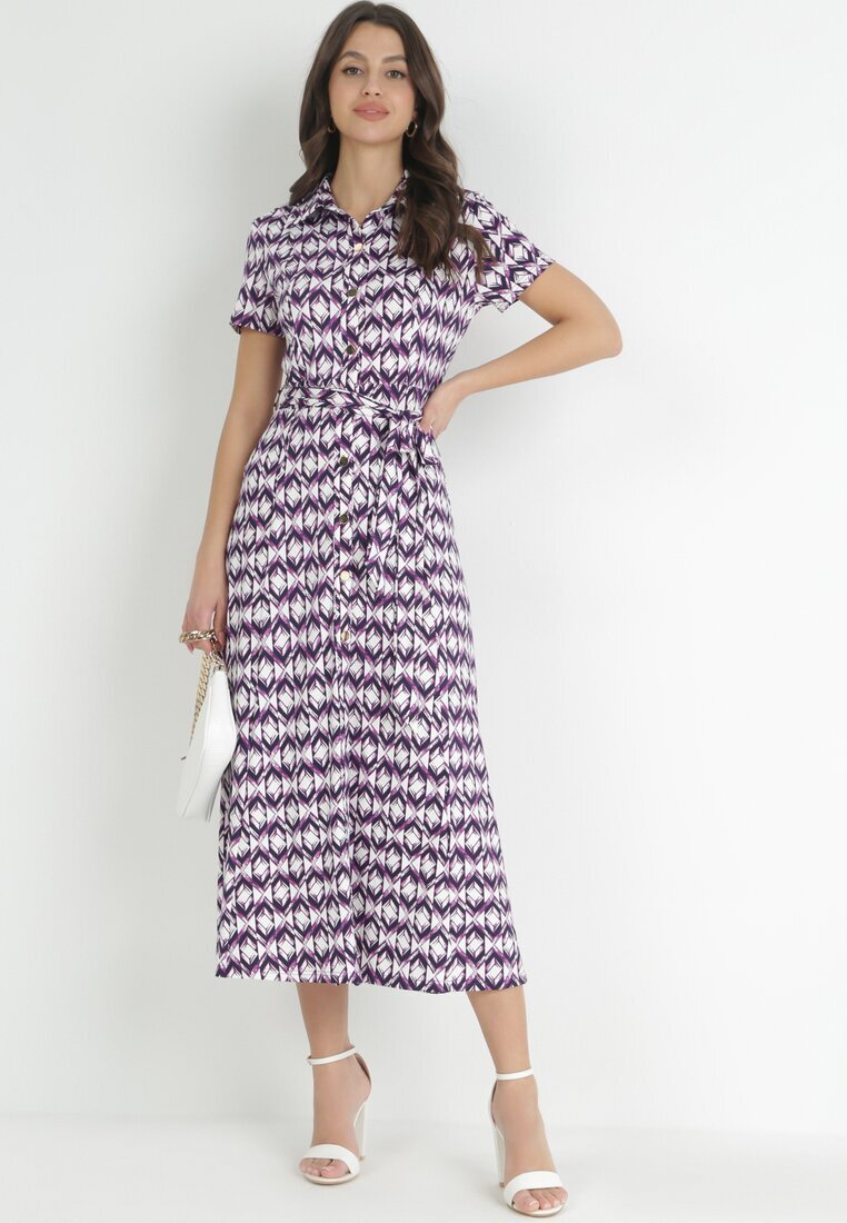 by swan Rochie Violet tip cămașă Maxi cu o curea din material Rainora
