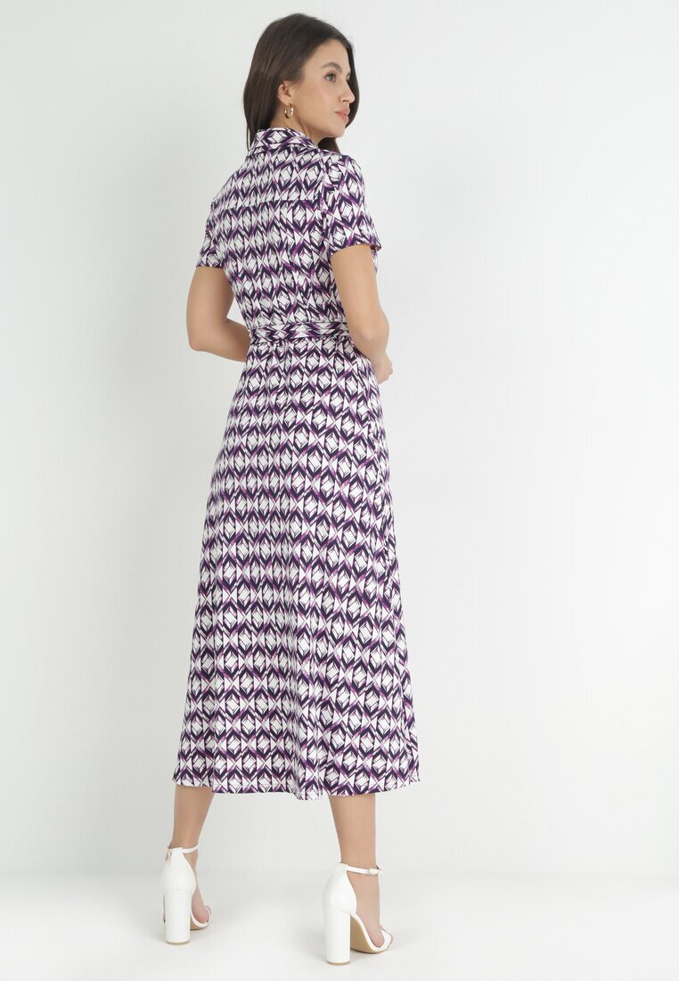 by swan Rochie Violet tip cămașă Maxi cu o curea din material Rainora