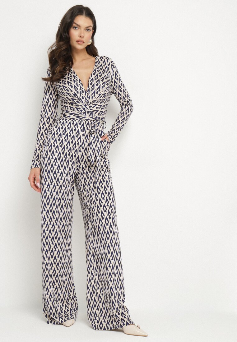 by swan Salopetă Albastră cu imprimeu geometric și cordon legat Palenori
