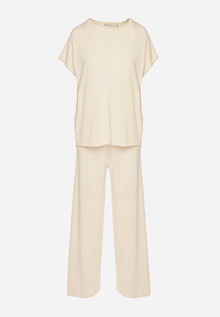 by swan Set din vâscoză bej deschis Pantaloni largi și Tricou Inelora