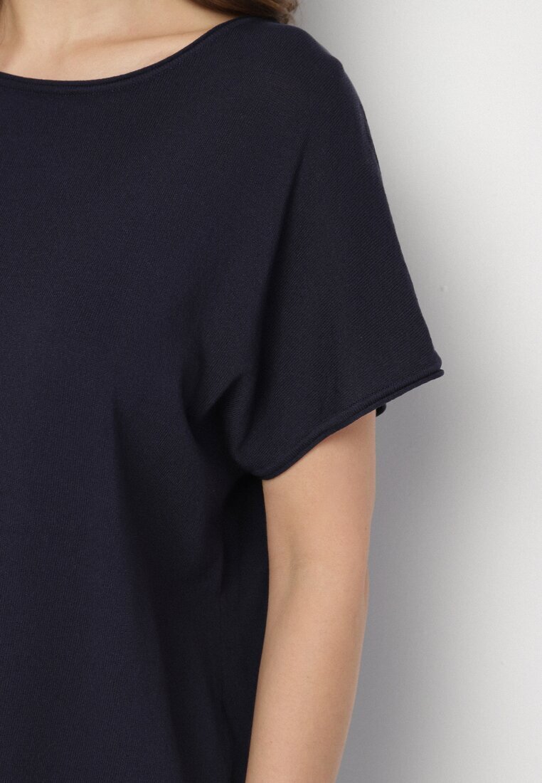 by swan Set din Vâscoză Bleumarin Pantaloni Largi și Tricou Inelora