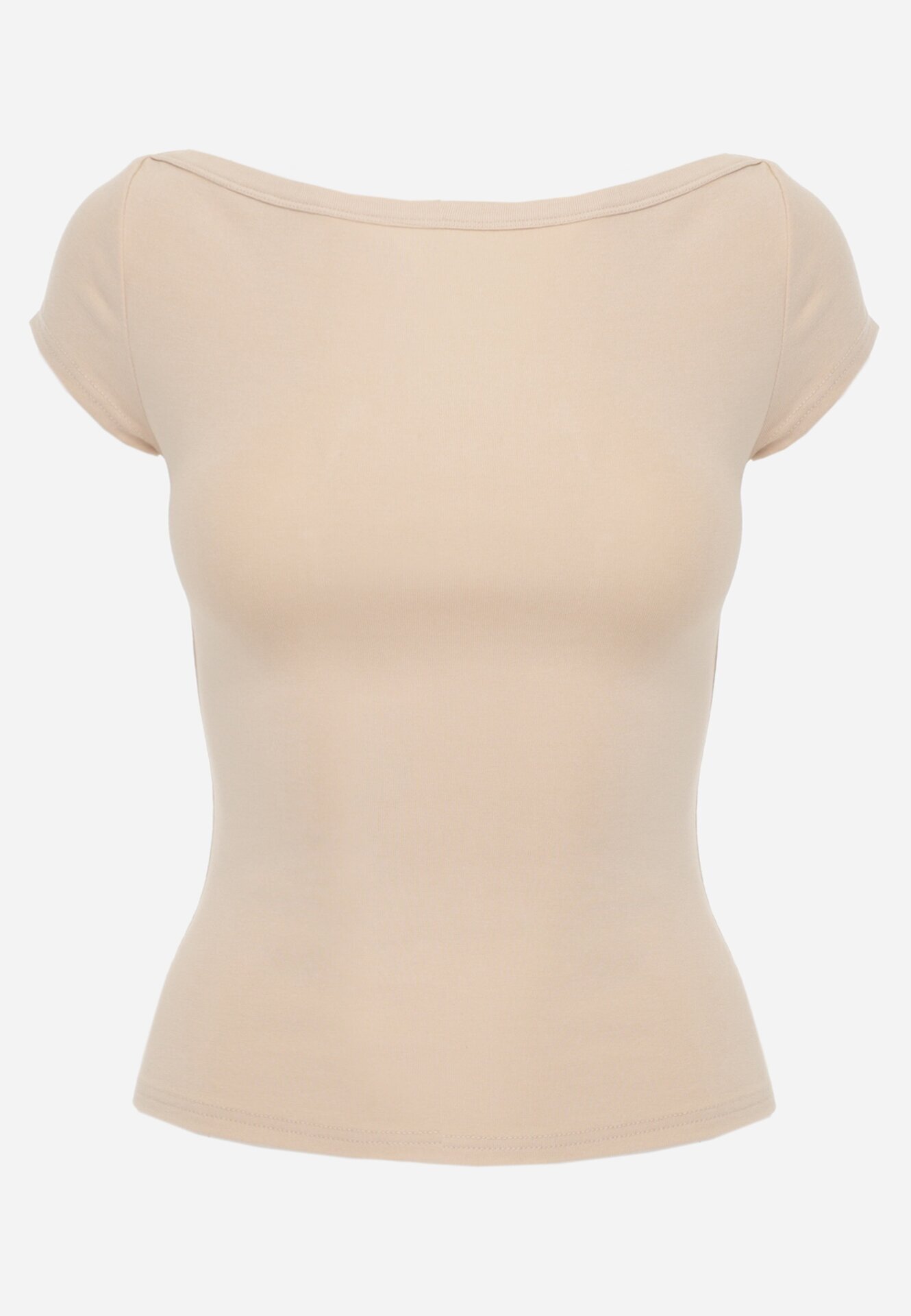 by swan T-shirt bej deschis din bumbac cu croială ajustată cu decolteu barcă Galerissa