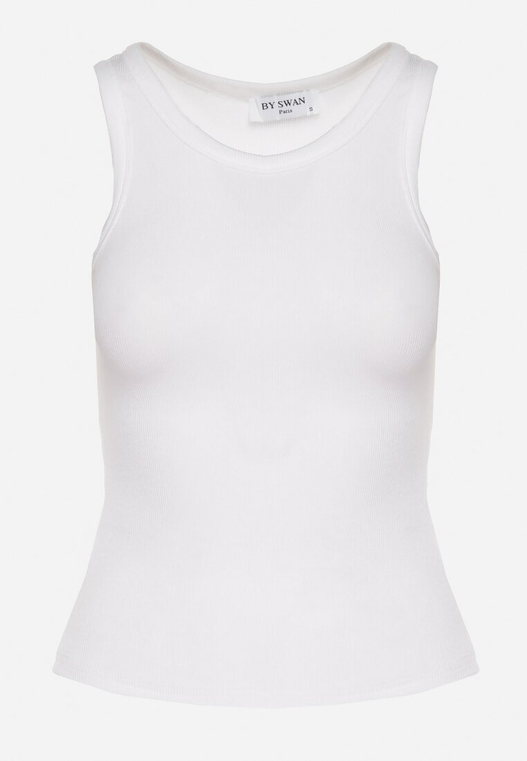 by swan Top Alb din Bumbac din Tricot Reiat Efrima
