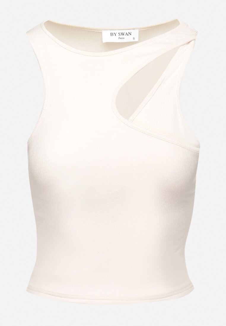 by swan Top de bumbac bej deschis cu decupaj decorativ Sallire
