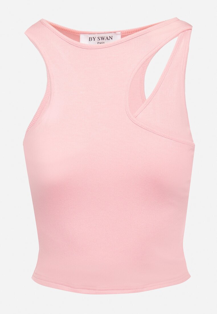 by swan Top roz de bumbac cu decupaj decorativ Sallire