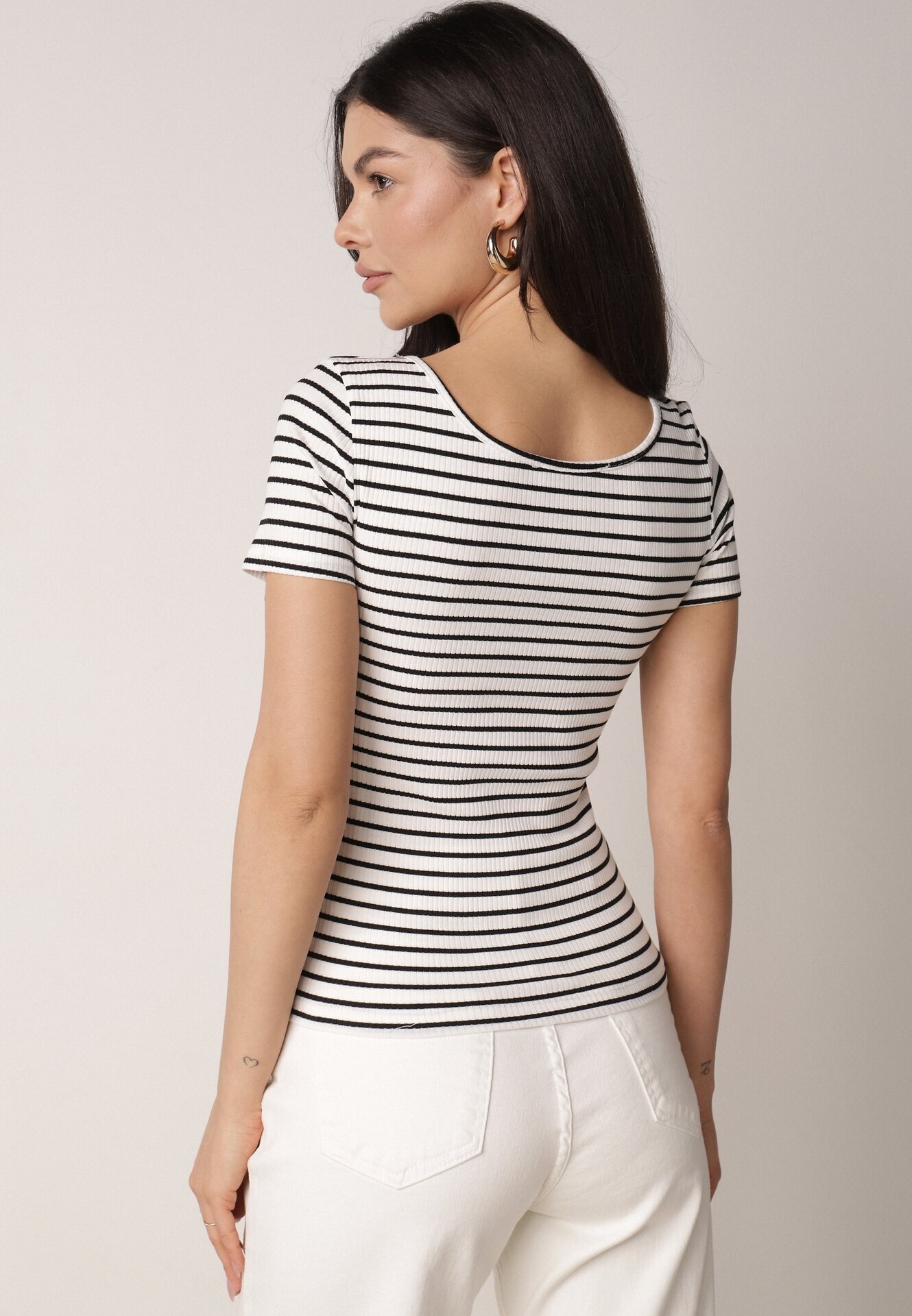 by swan Tricou Alb-Bleumarin din Bumbac cu Mânecă Scurtă în Dungi Ernlea