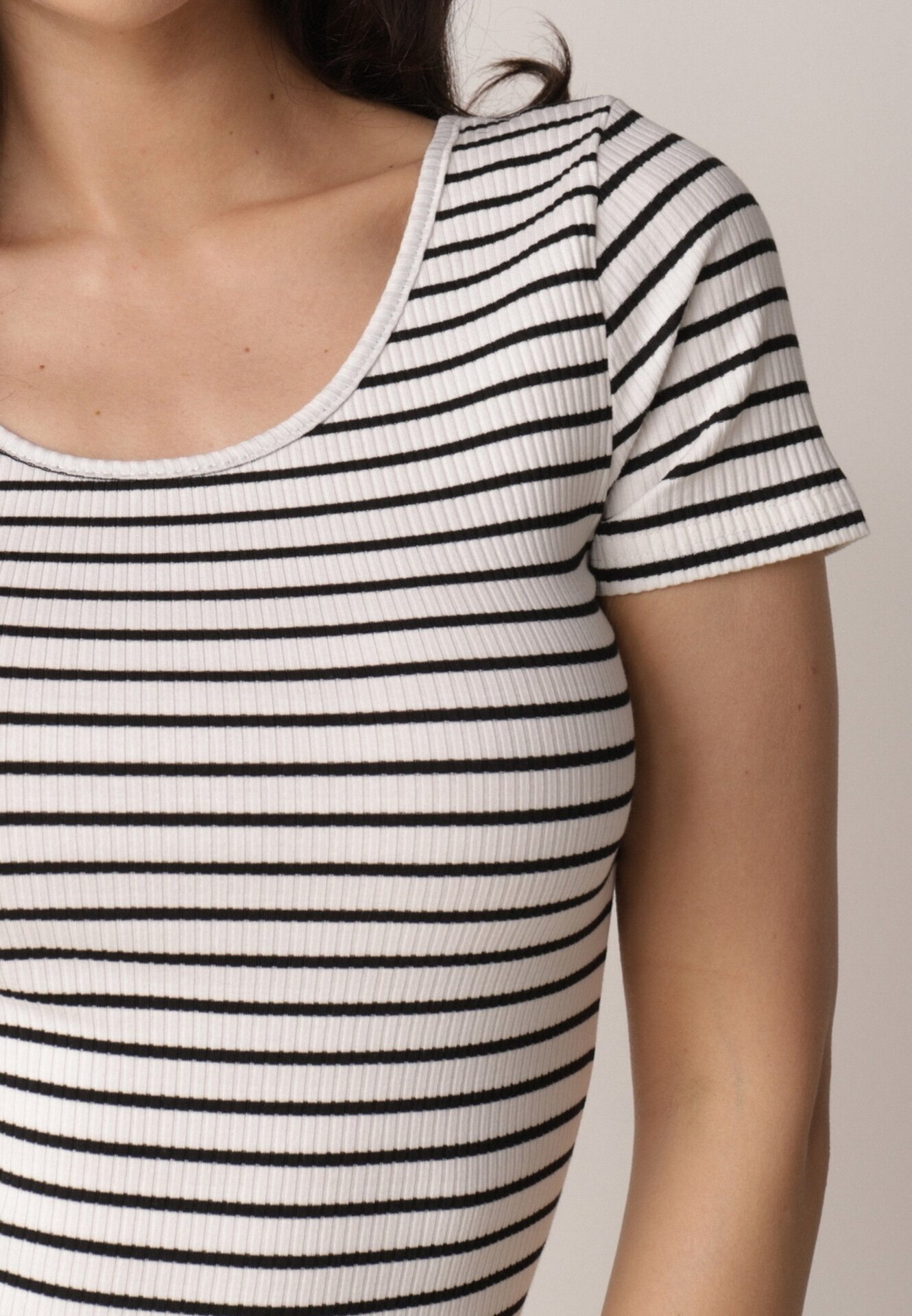 by swan Tricou Alb-Bleumarin din Bumbac cu Mânecă Scurtă în Dungi Ernlea