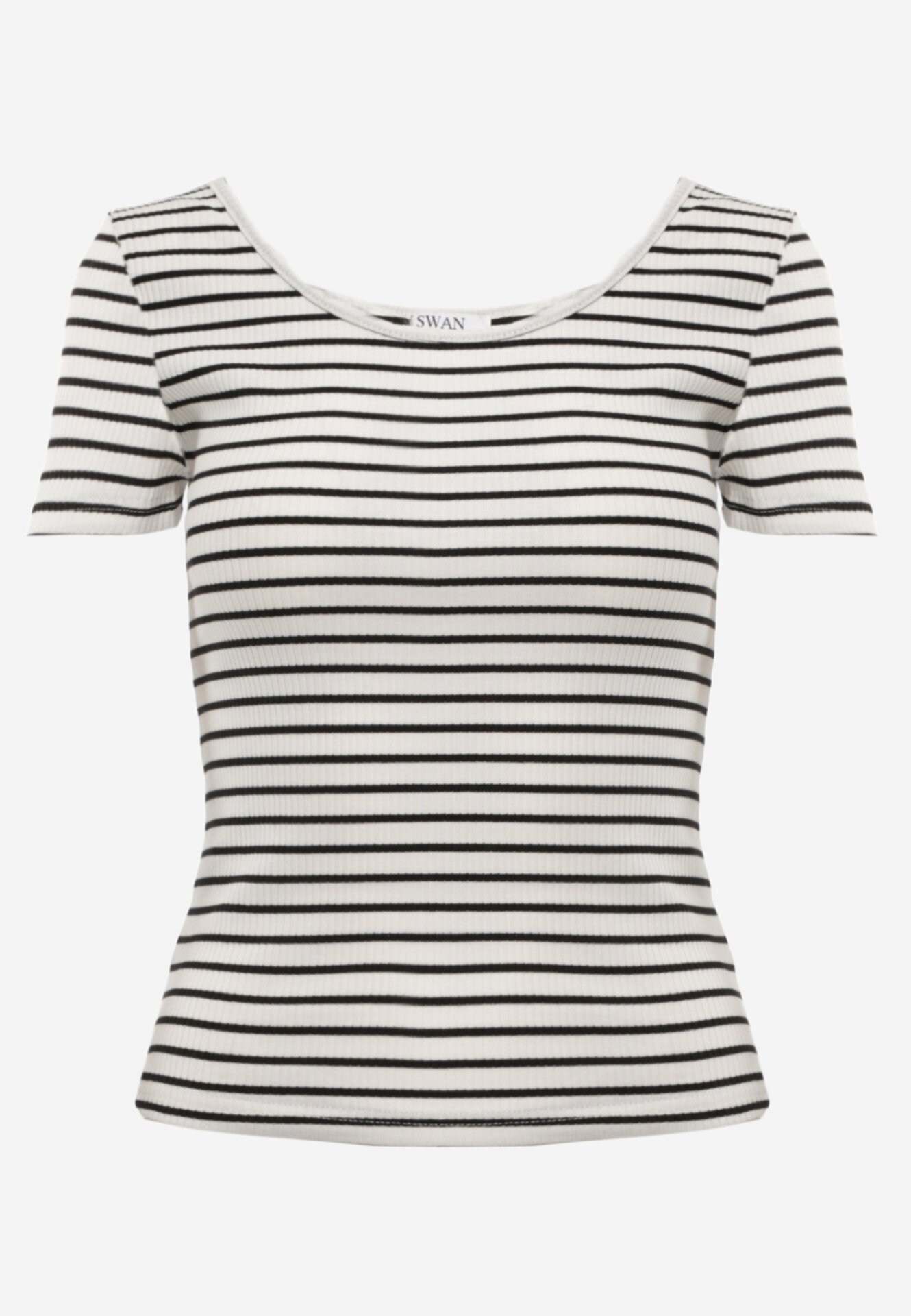 by swan Tricou Alb-Bleumarin din Bumbac cu Mânecă Scurtă în Dungi Ernlea