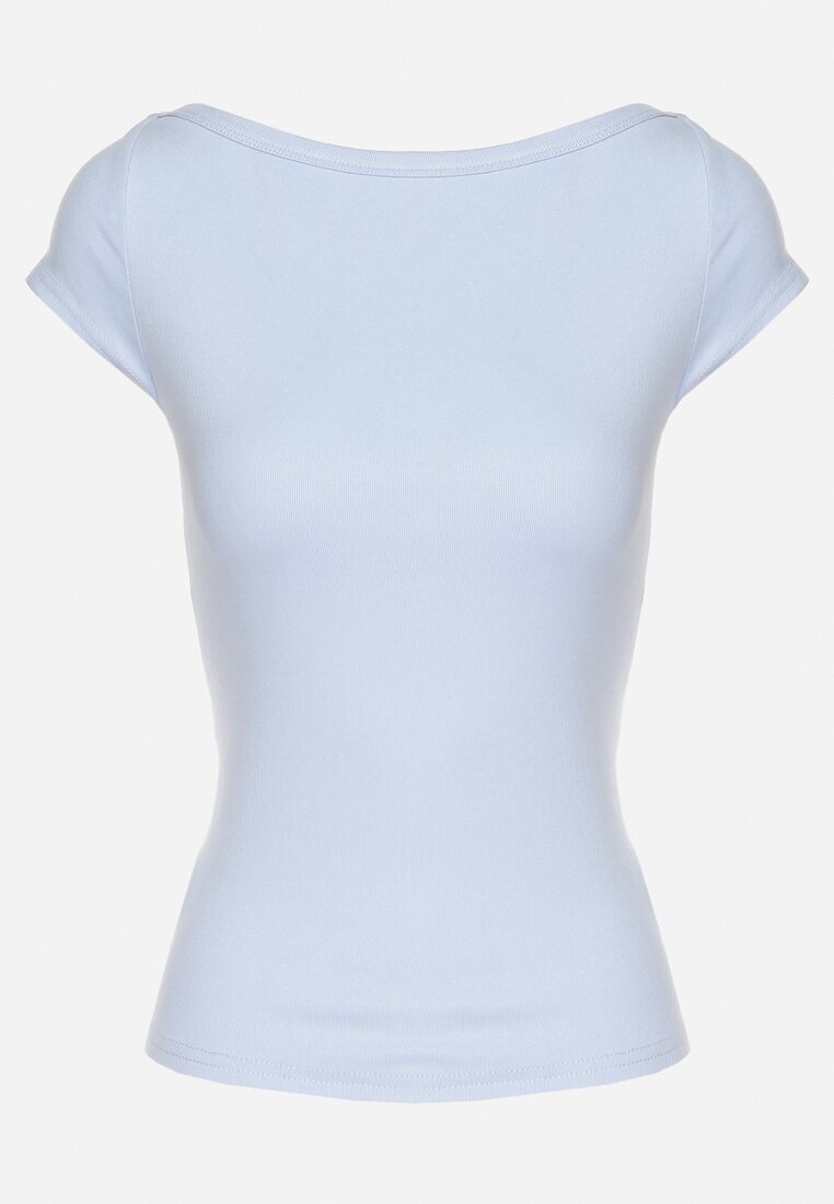 by swan Tricou Albastru deschis din Bumbac cu Croială Ajustată cu Decolteu Bărcuță Galerissa