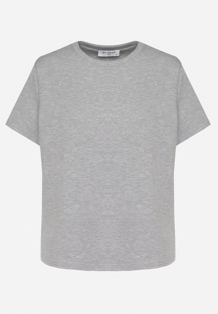 by swan Tricou Gri cu Vâscoză Decorat cu Zirconii Hirritia