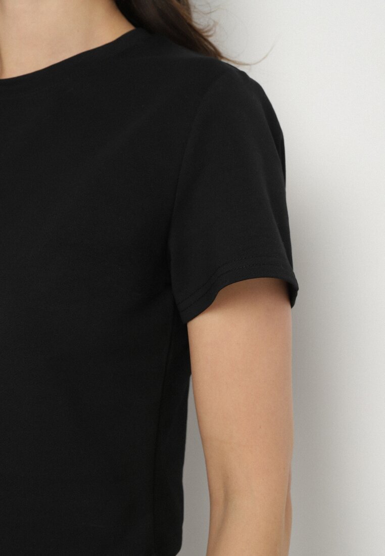by swan Tricou Negru din Bumbac cu Croială Scurtă Galarina