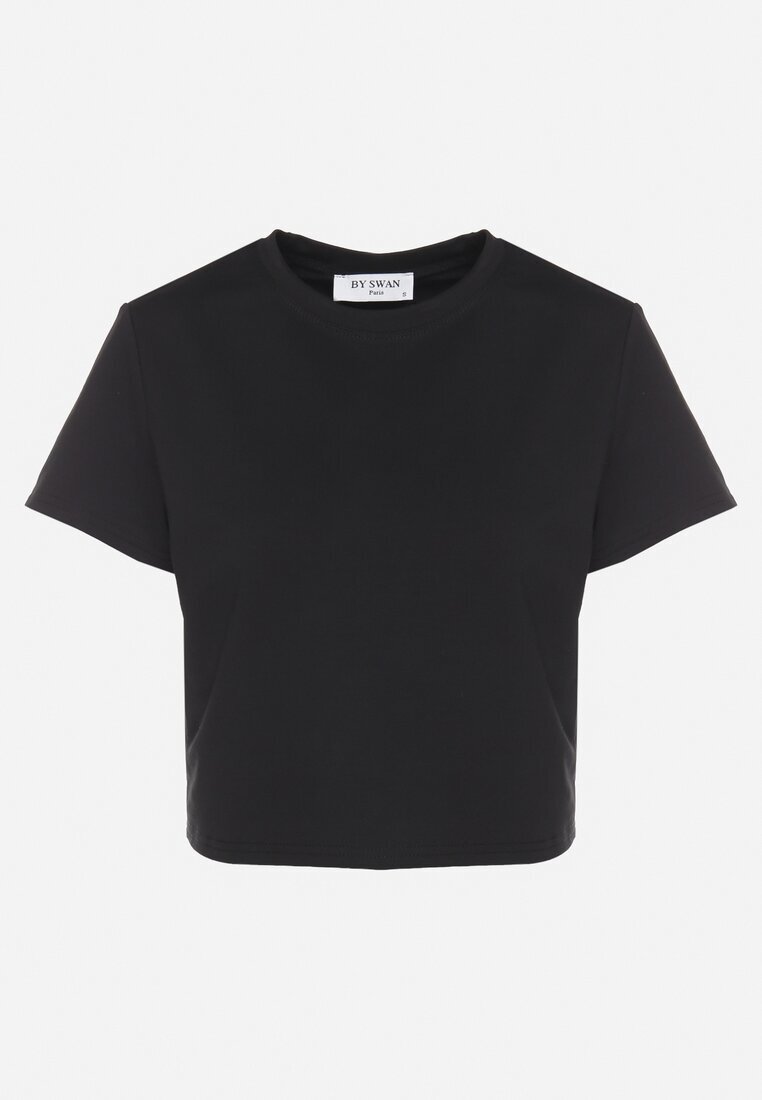 by swan Tricou Negru din Bumbac cu Croială Scurtă Galarina