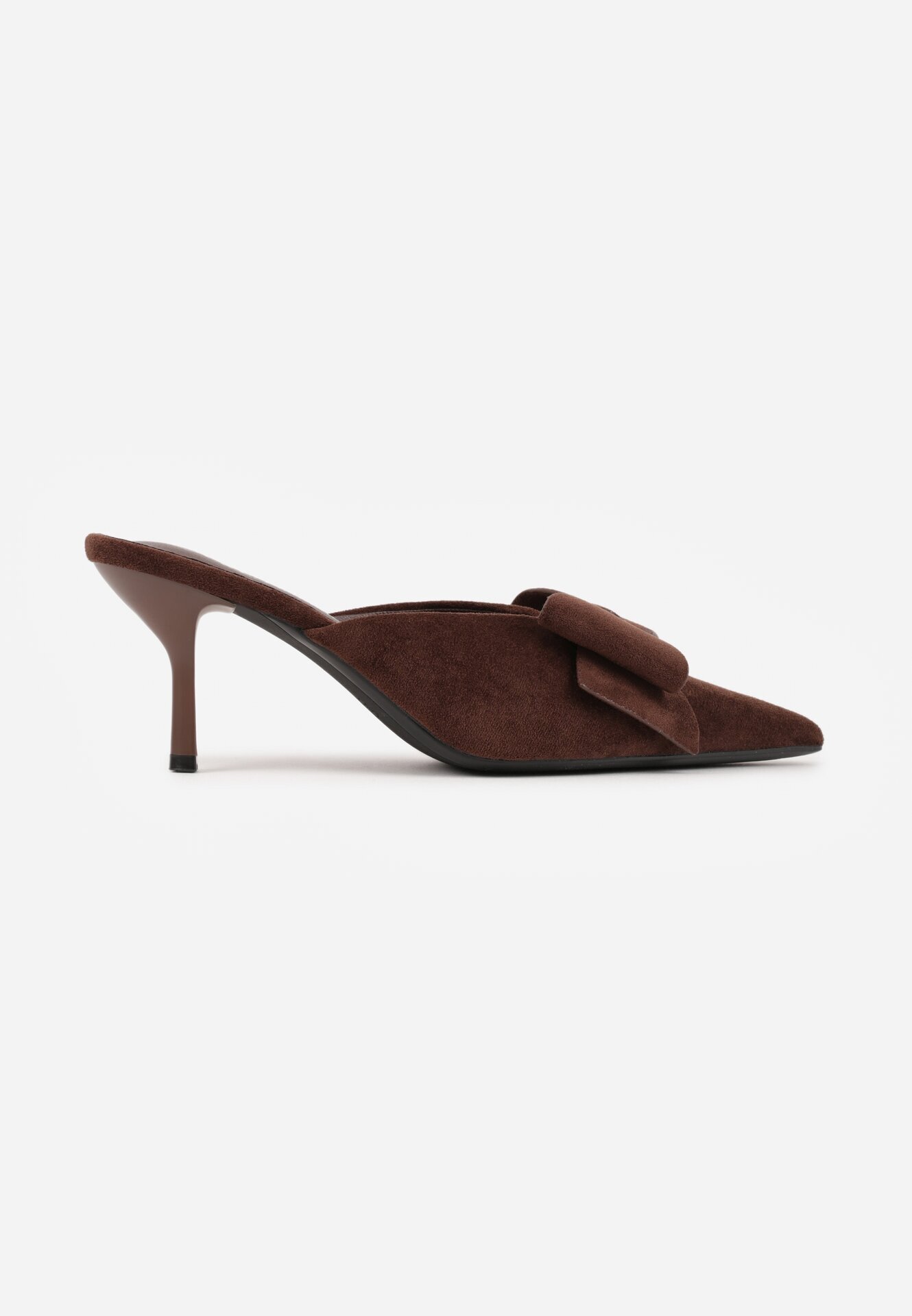 c&l fashion Papuci Maro cu Toc Stiletto Tip Mule Decorați cu Fundiță Lorailea