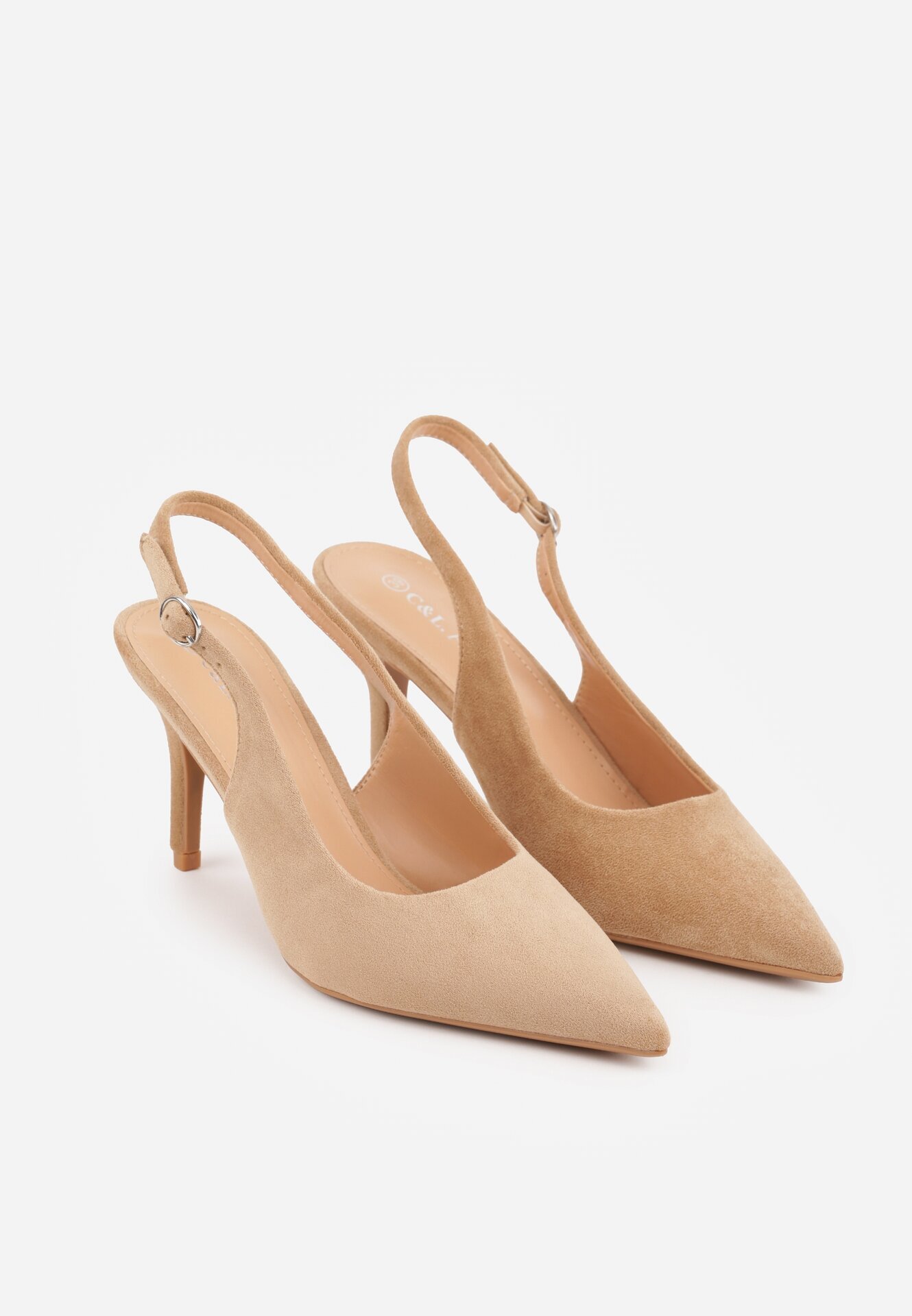 c&l fashion Sandale Bej închis cu toc stiletto cu călcâi descoperit Nevilianae