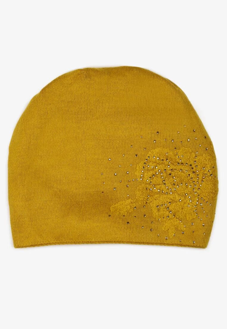  Căciulă Beanie Galbenă cu Cașmir cu Zirconiu Roccio