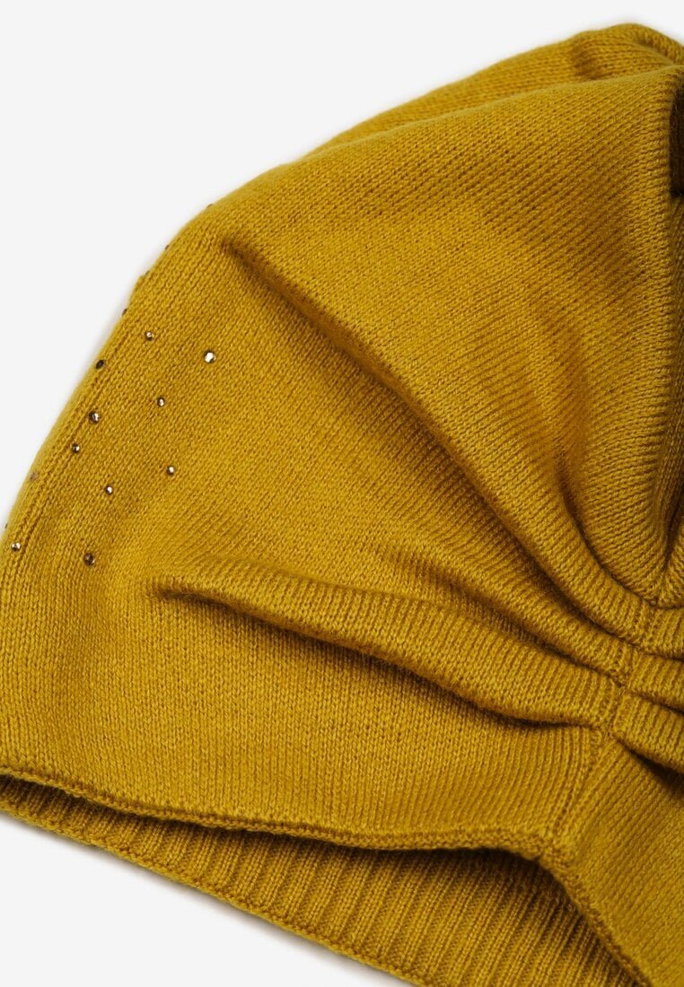  Căciulă Beanie Galbenă cu Cașmir cu Zirconiu Roccio