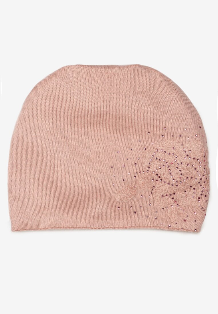  Căciulă Beanie Roză cu Cașmir cu Zirconii Roccio