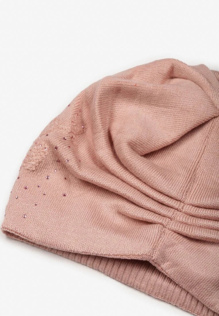  Căciulă Beanie Roză cu Cașmir cu Zirconii Roccio