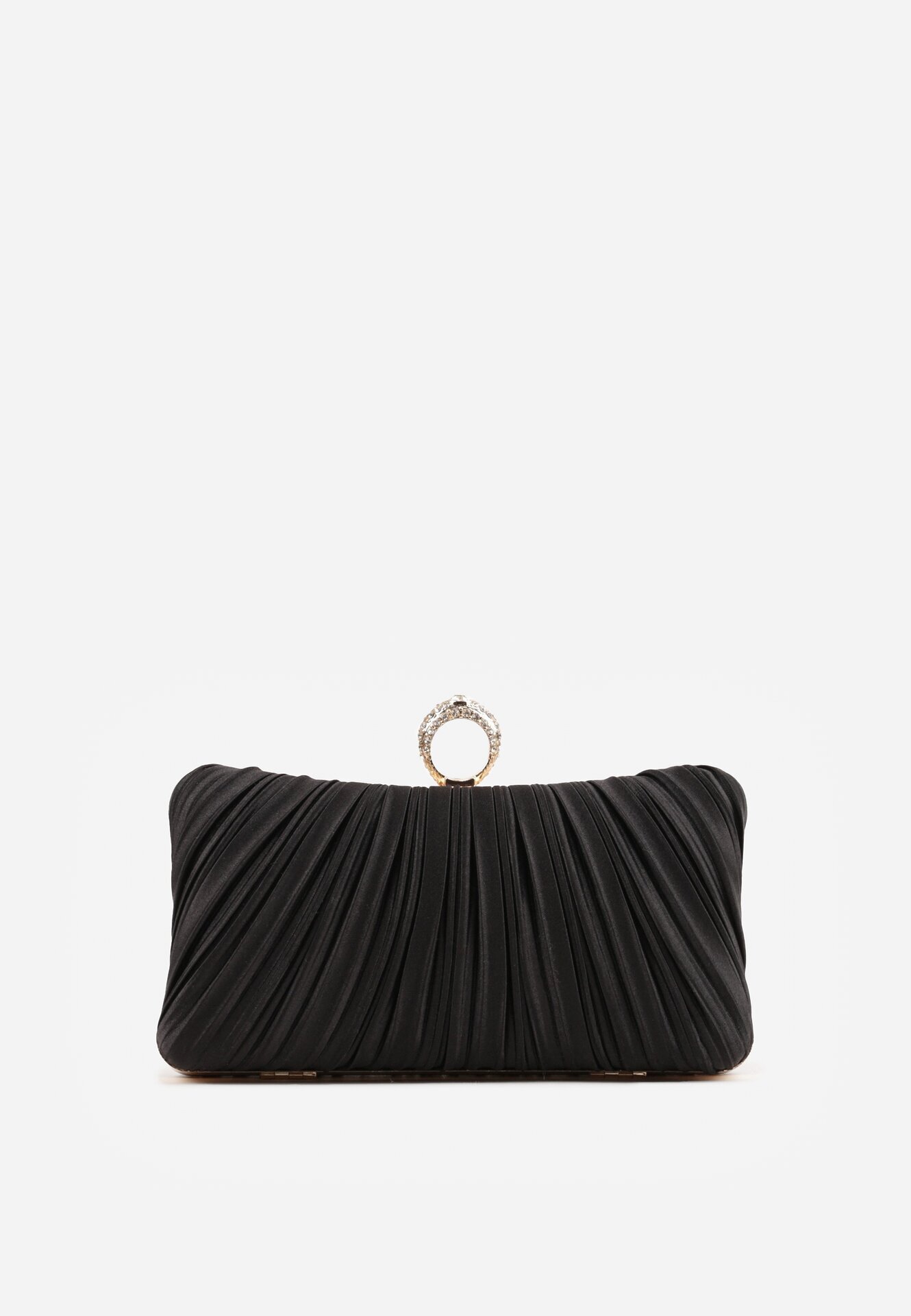 caely Geantă plic cu fronseuri și închizătoare bijuterie Hypnosis Neagră