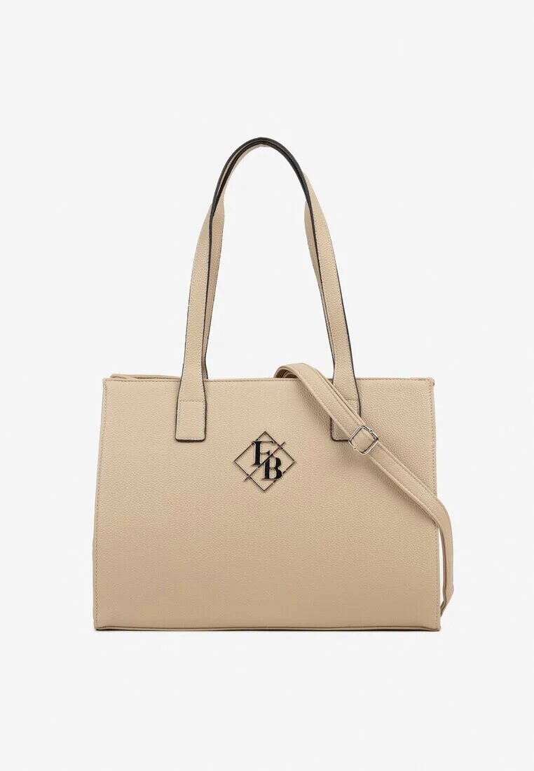 caely Geantă Shopper Bej închis cu Decorație Metalică Mirseki