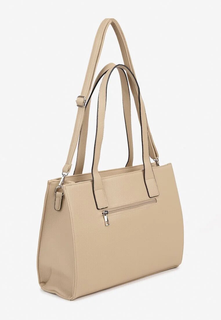 caely Geantă Shopper Bej închis cu Decorație Metalică Mirseki