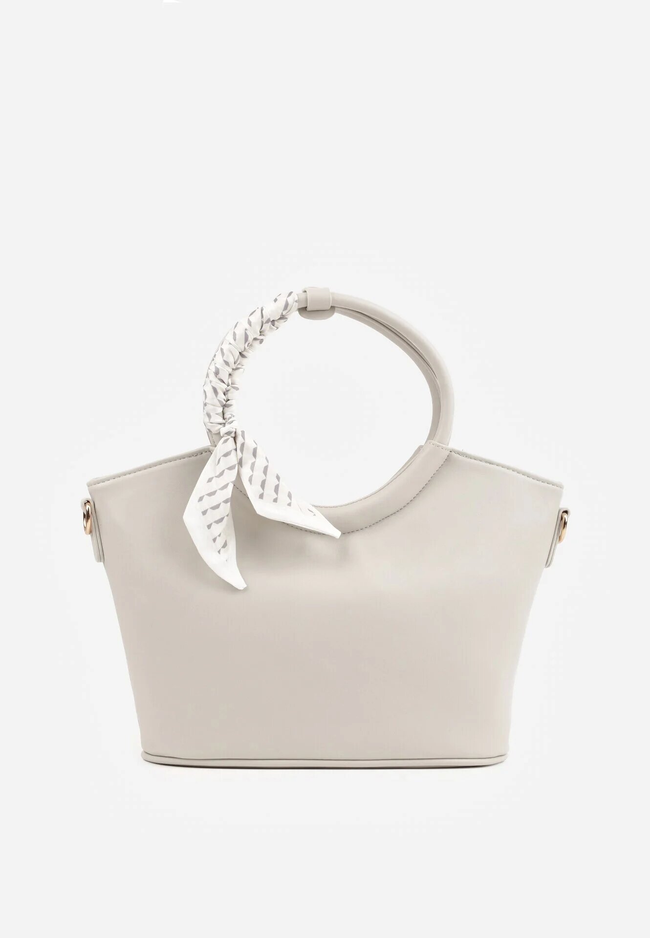 caely Geantă shopper de mână cu eșarfă decorativă mânere rotunde și curea Eudessa Gri