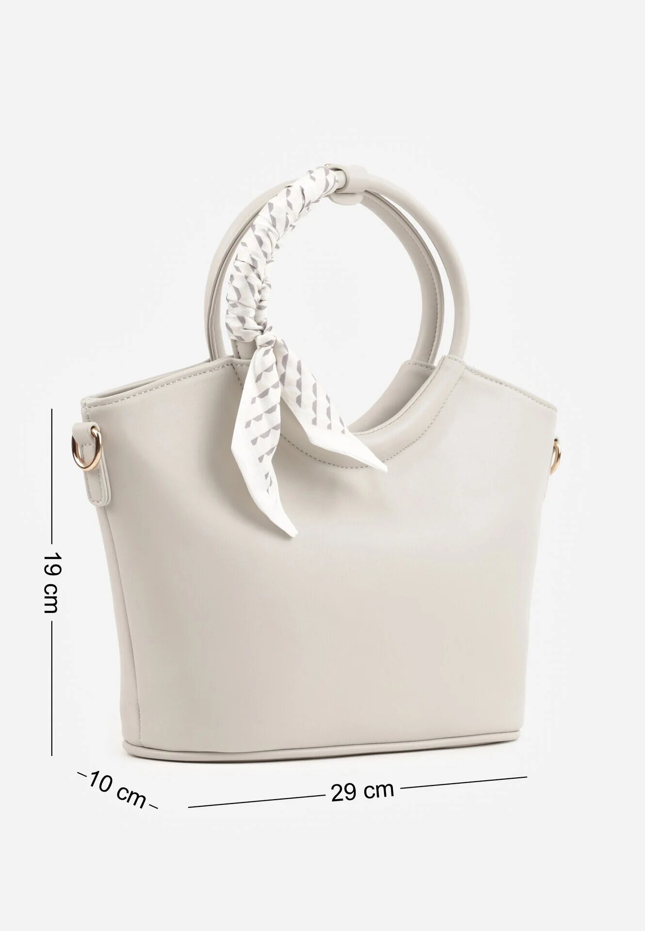 caely Geantă shopper de mână cu eșarfă decorativă mânere rotunde și curea Eudessa Gri