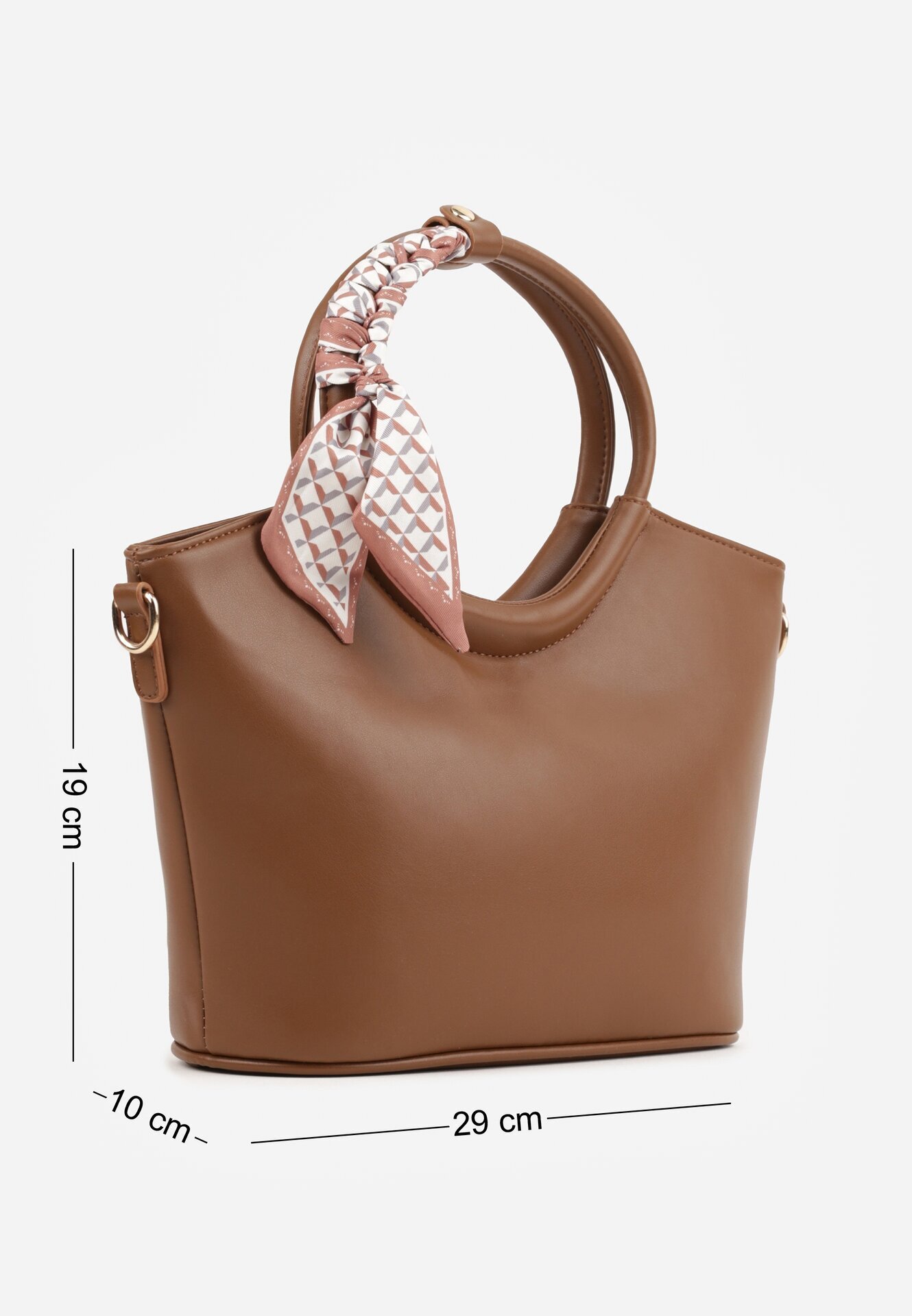 caely Geantă shopper de mână cu eșarfă decorativă mânere rotunde și curea Eudessa Maro