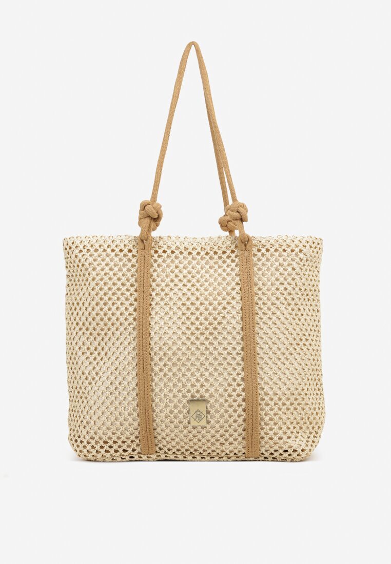 caely Geantă shopper împletită bej Revine