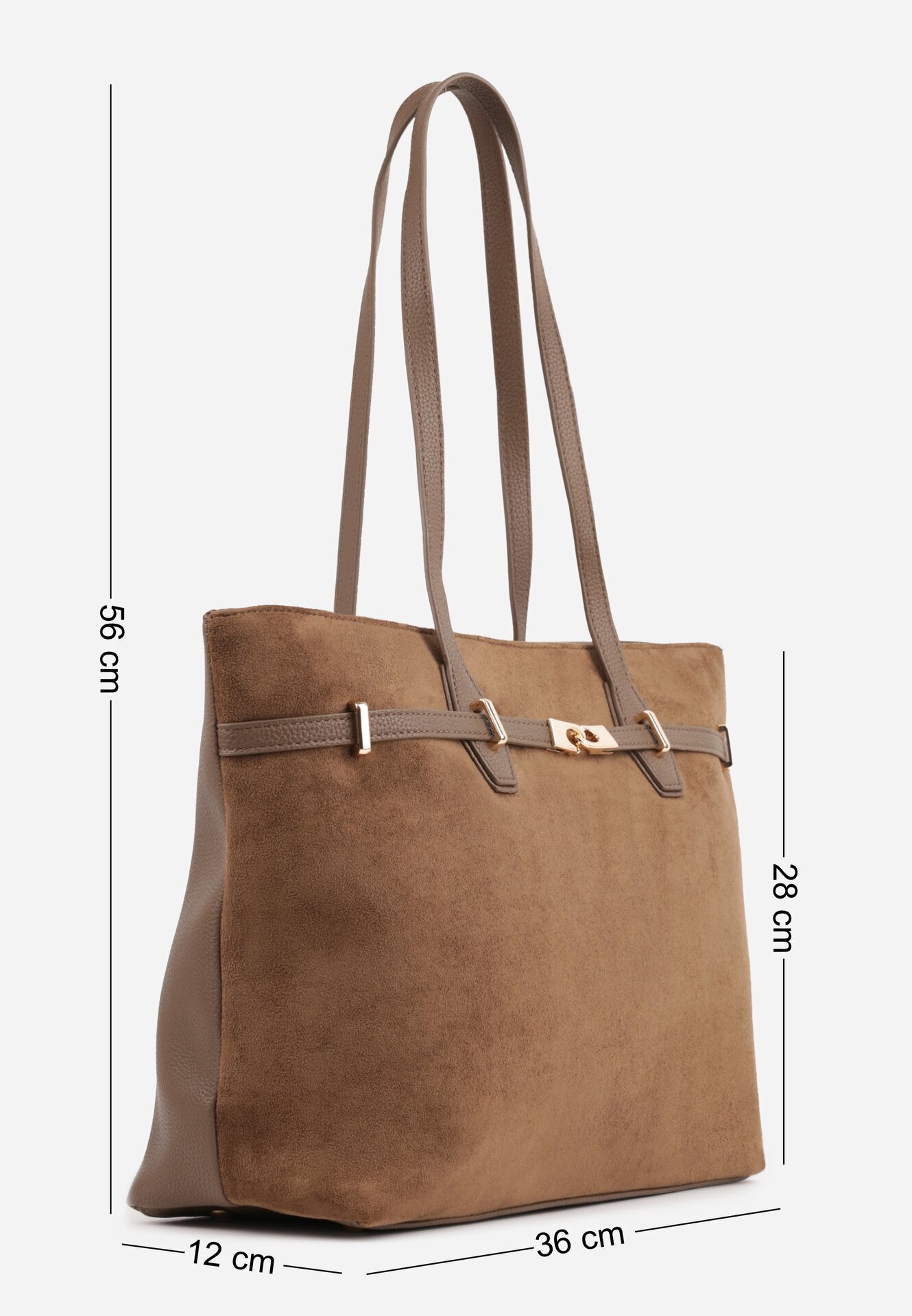 caely Geantă tip Shopper cu dungi decorative Eterno Bej