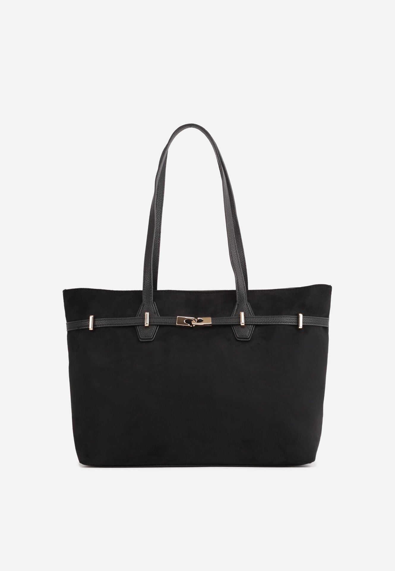 caely Geantă tip Shopper cu dungi decorative Eterno Neagră