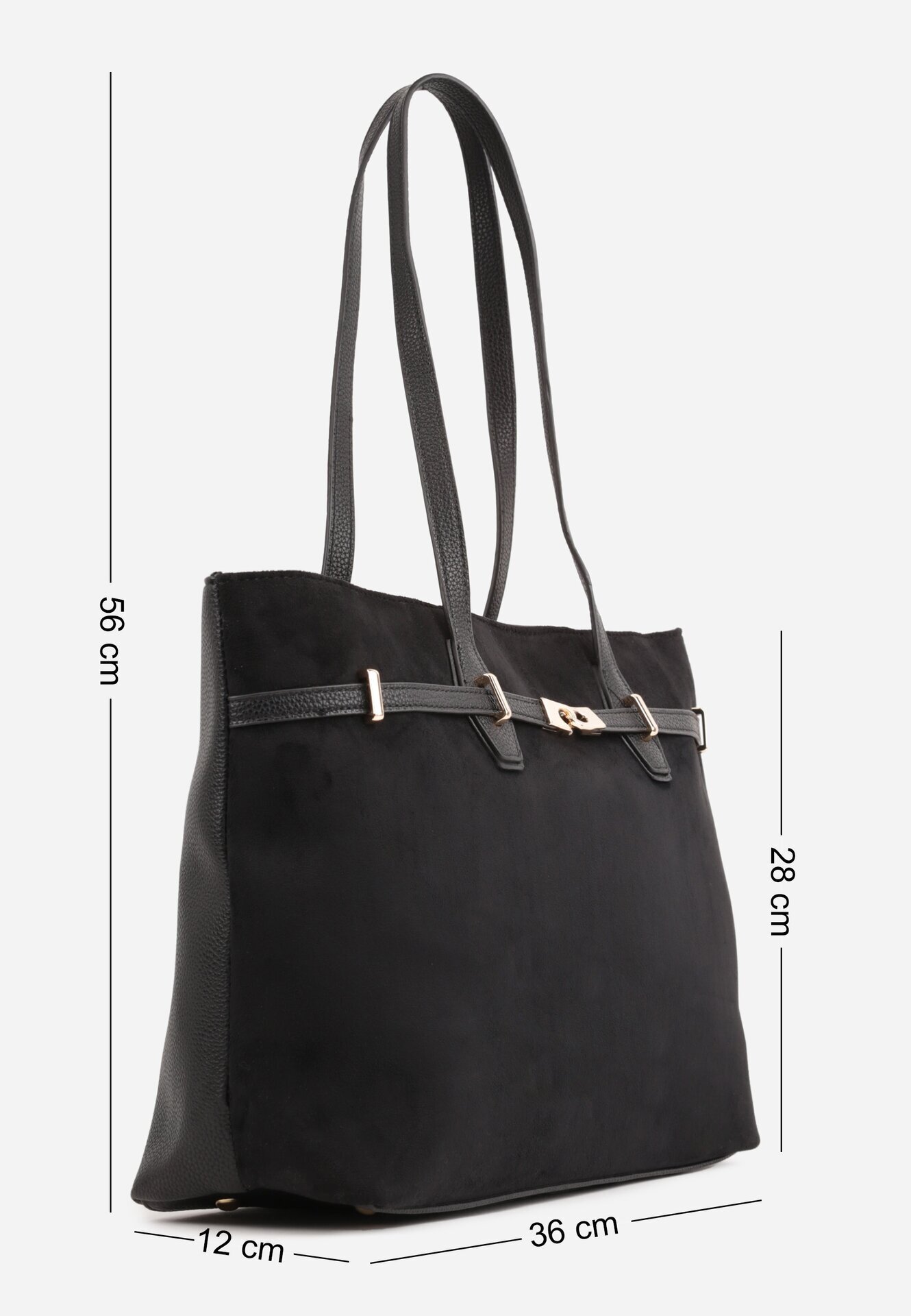 caely Geantă tip Shopper cu dungi decorative Eterno Neagră