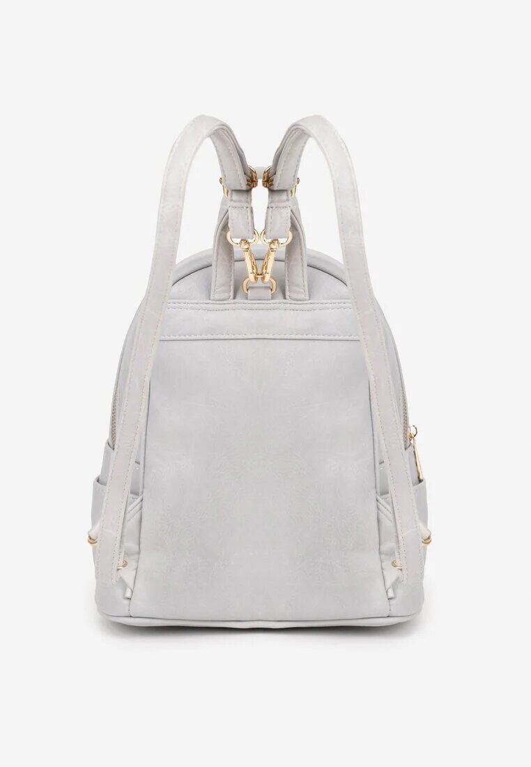 caely Rucsac Clasic Gri cu Fermoar Decorativ Idasenia