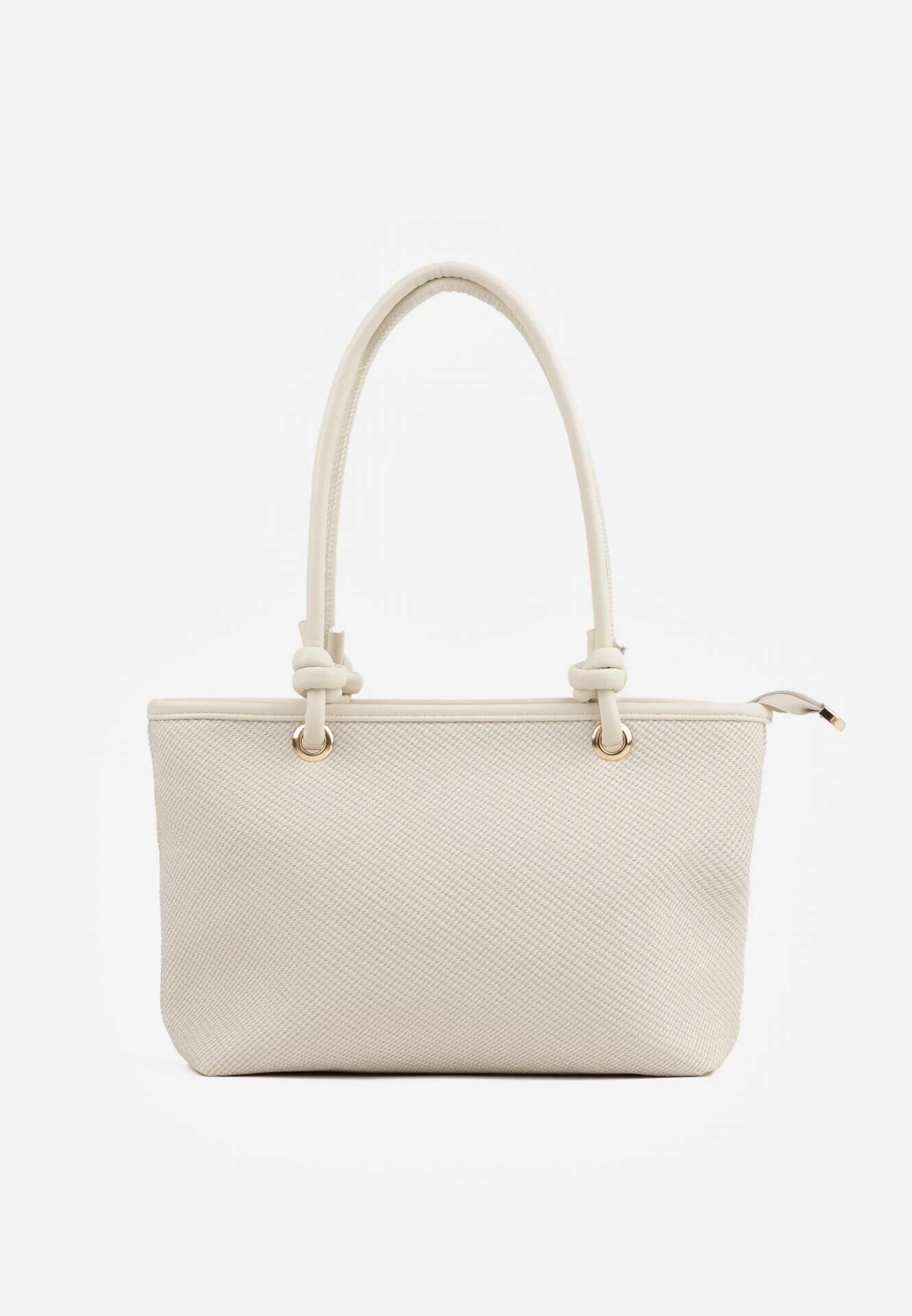 caely Shopper cu noduri decorative și împletitură Damomela Albă
