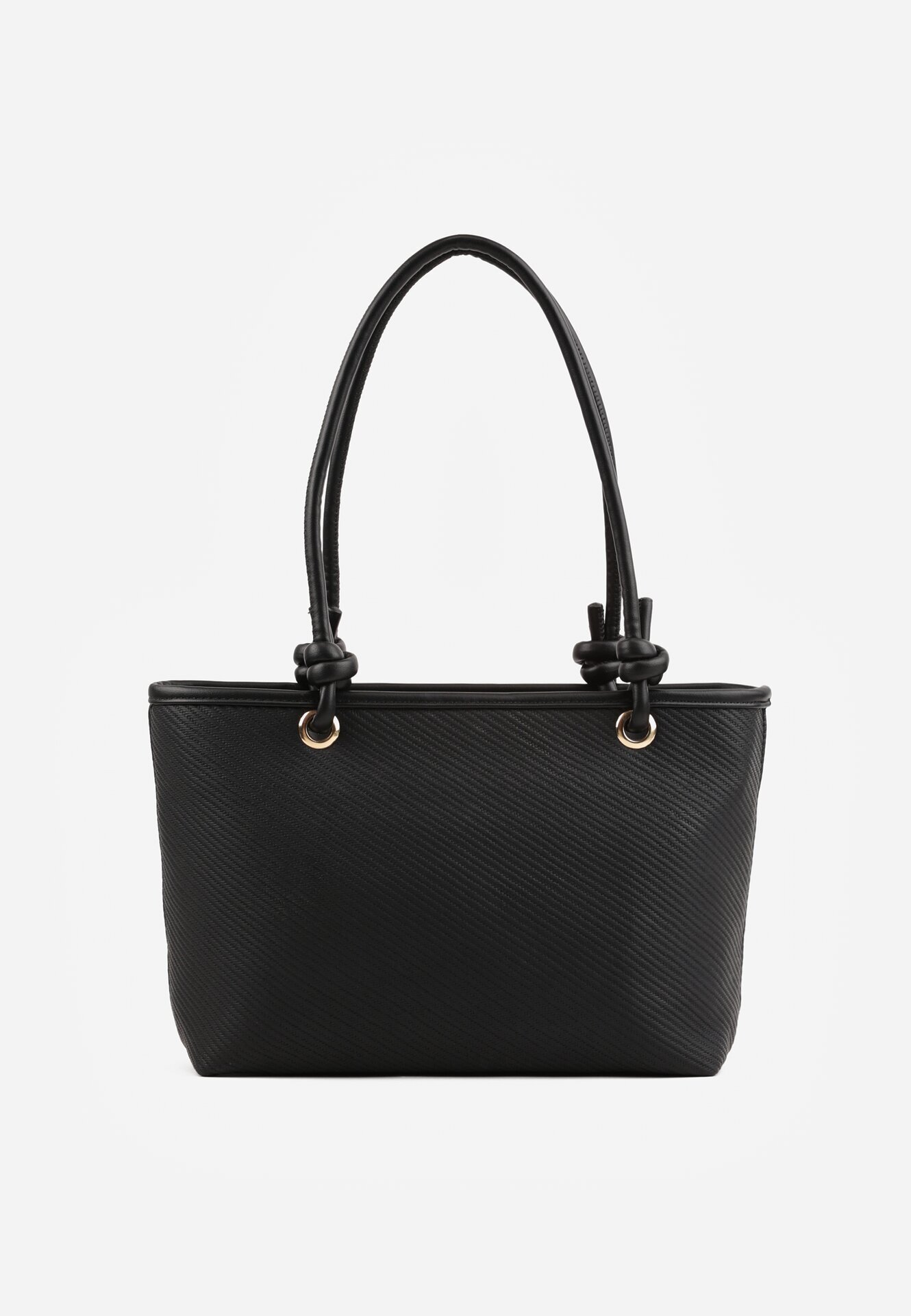 caely Shopper cu noduri decorative și împletitură Damomela Neagră
