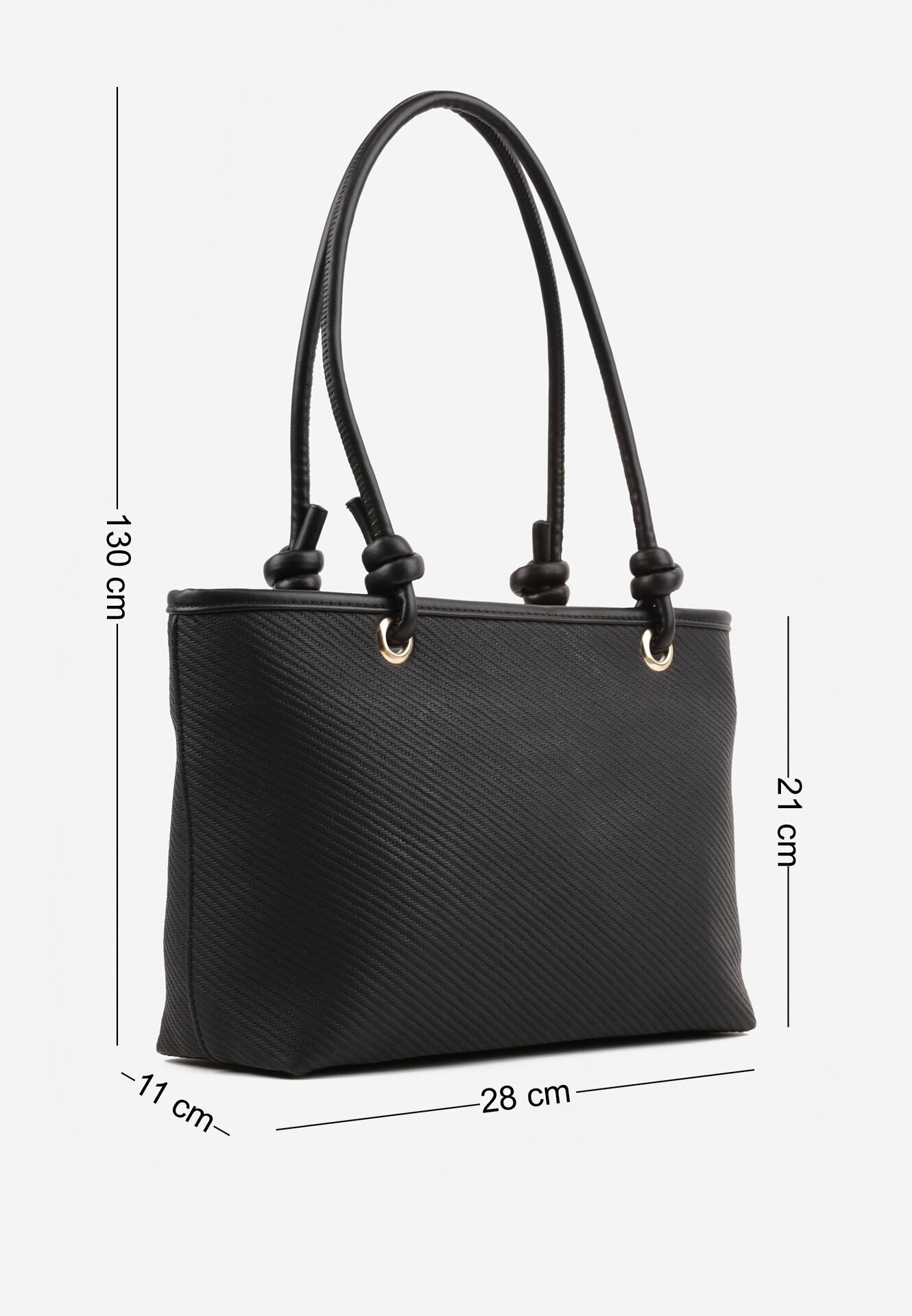 caely Shopper cu noduri decorative și împletitură Damomela Neagră