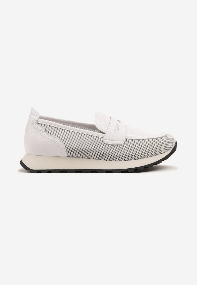 cambell Pantofi Albi din piele Mocasini Aroti