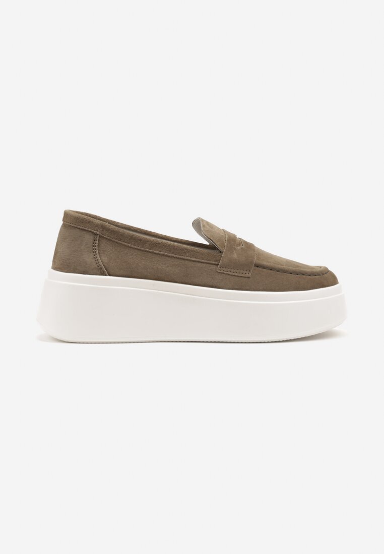 cambell Pantofi Mocasin Din piele Bej închis Cu talpă groasă Cu baretă decorativă Tellavira