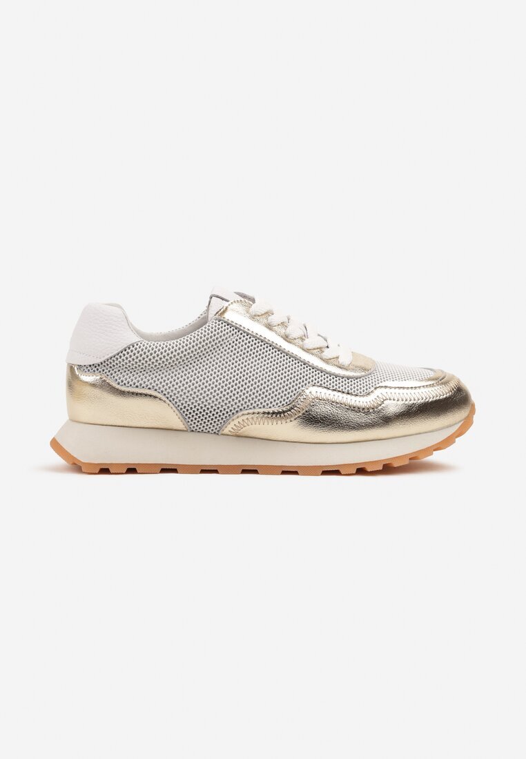 cambell Sneakers din piele Aurii cu Model Geometric Rivoiti