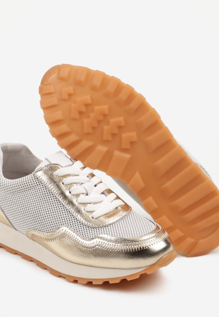 cambell Sneakers din piele Aurii cu Model Geometric Rivoiti