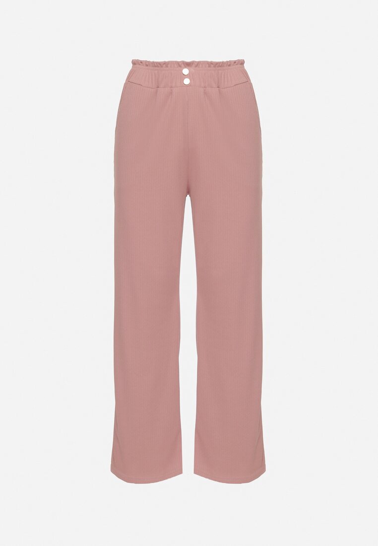 cantarana Pantaloni Roz Paper Bag cu elastic în talie și talie înaltă Lunavia