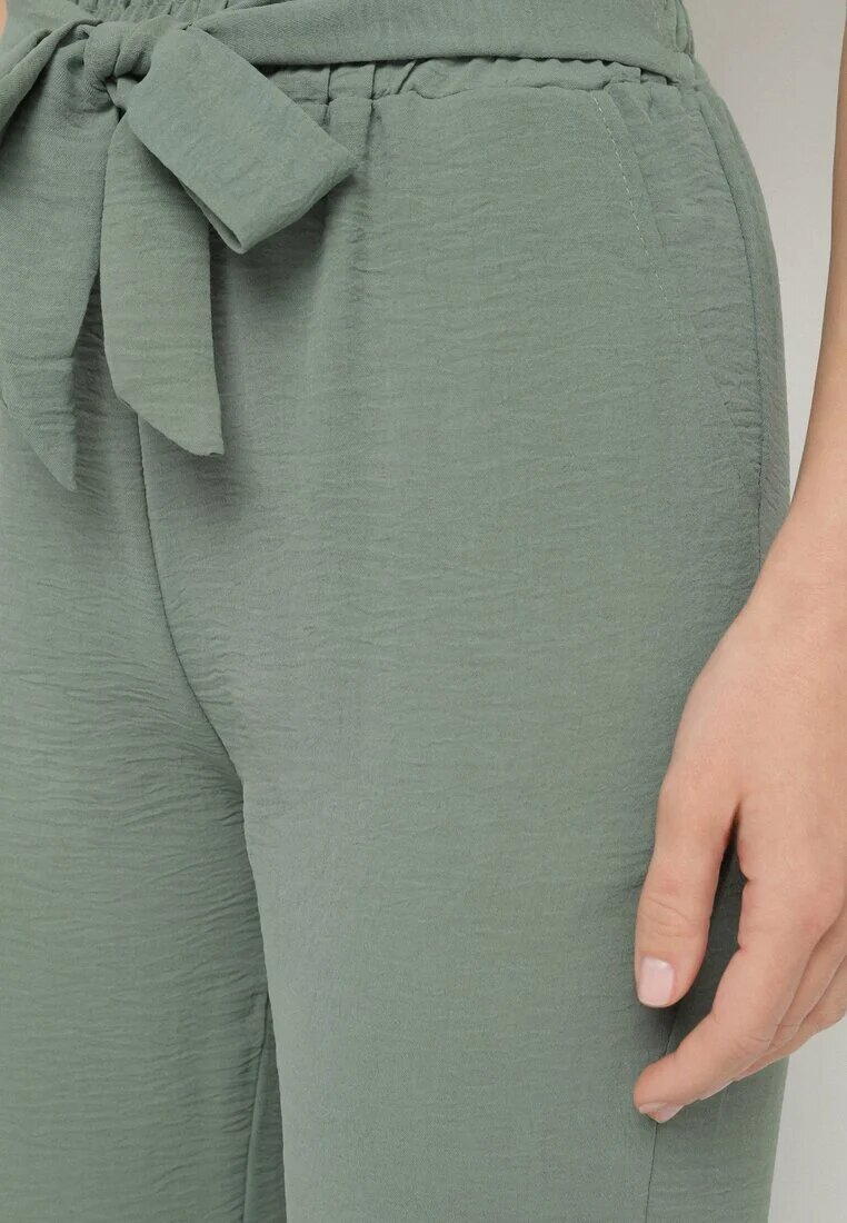 cantarana Pantaloni Verde închis Cu croi larg Cu legătură în talie Saleniela