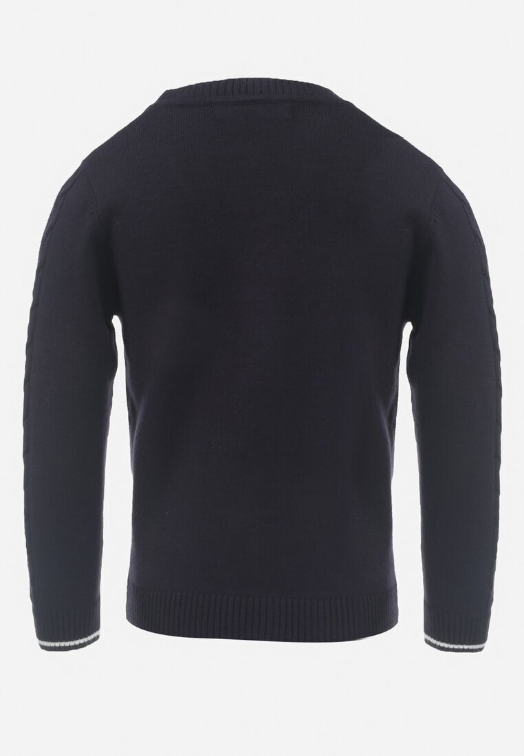  Cardigan Bleumarin cu nasturi cu buzunare decorative Noxana
