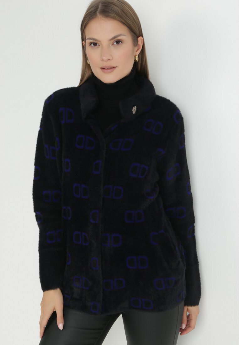  Cardigan Negru-Bleumarin Cu nasturi Arcite