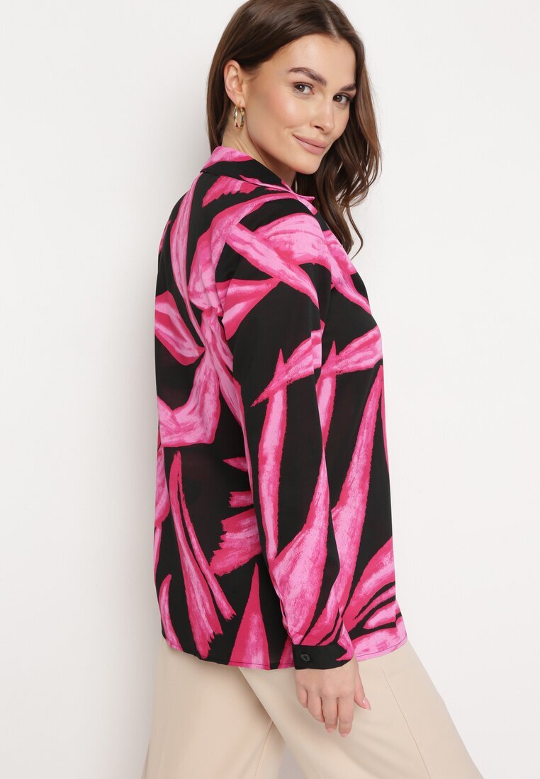 cflo Cămașă Fucsia-Neagră Decorată cu Model Acuarelă Muirella