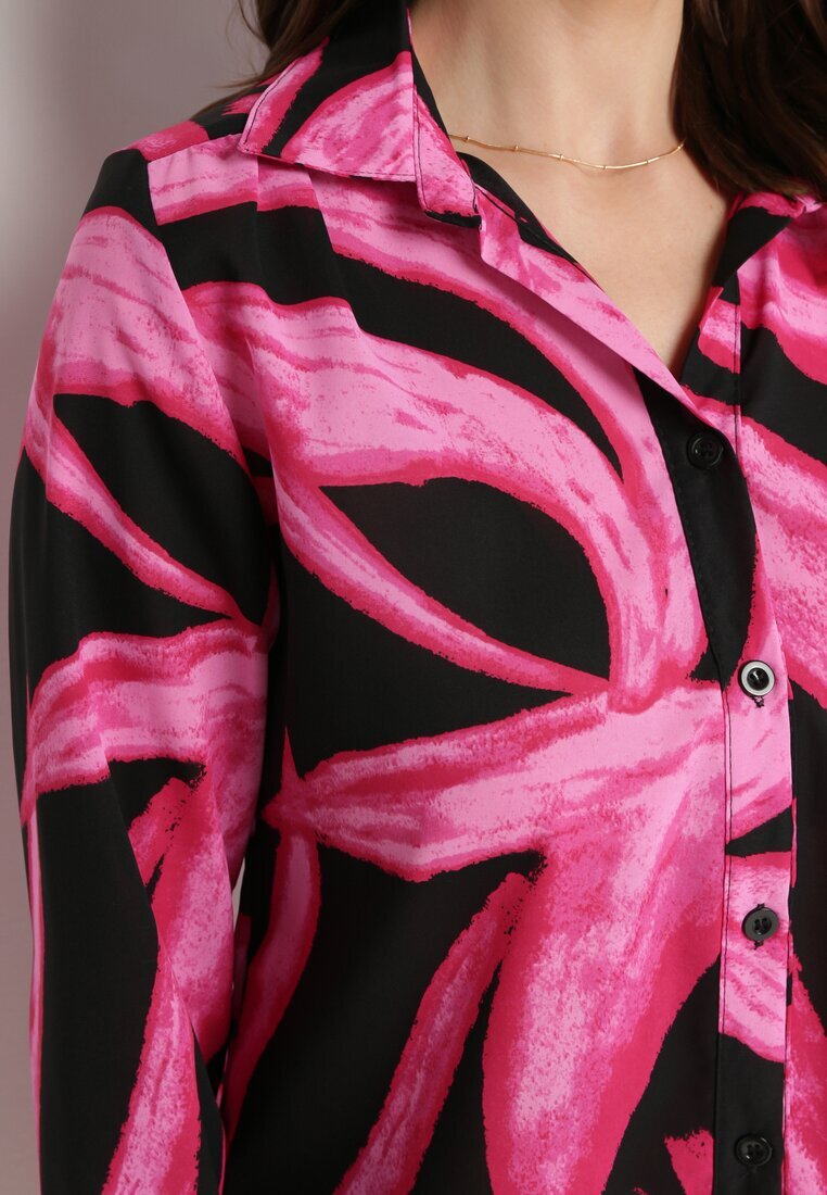cflo Cămașă Fucsia-Neagră Decorată cu Model Acuarelă Muirella